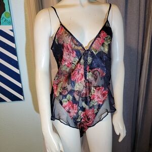 Victoria Secret Vtg Gold Label Sheer Paisley Floral Lingerie Chemise Nightie M